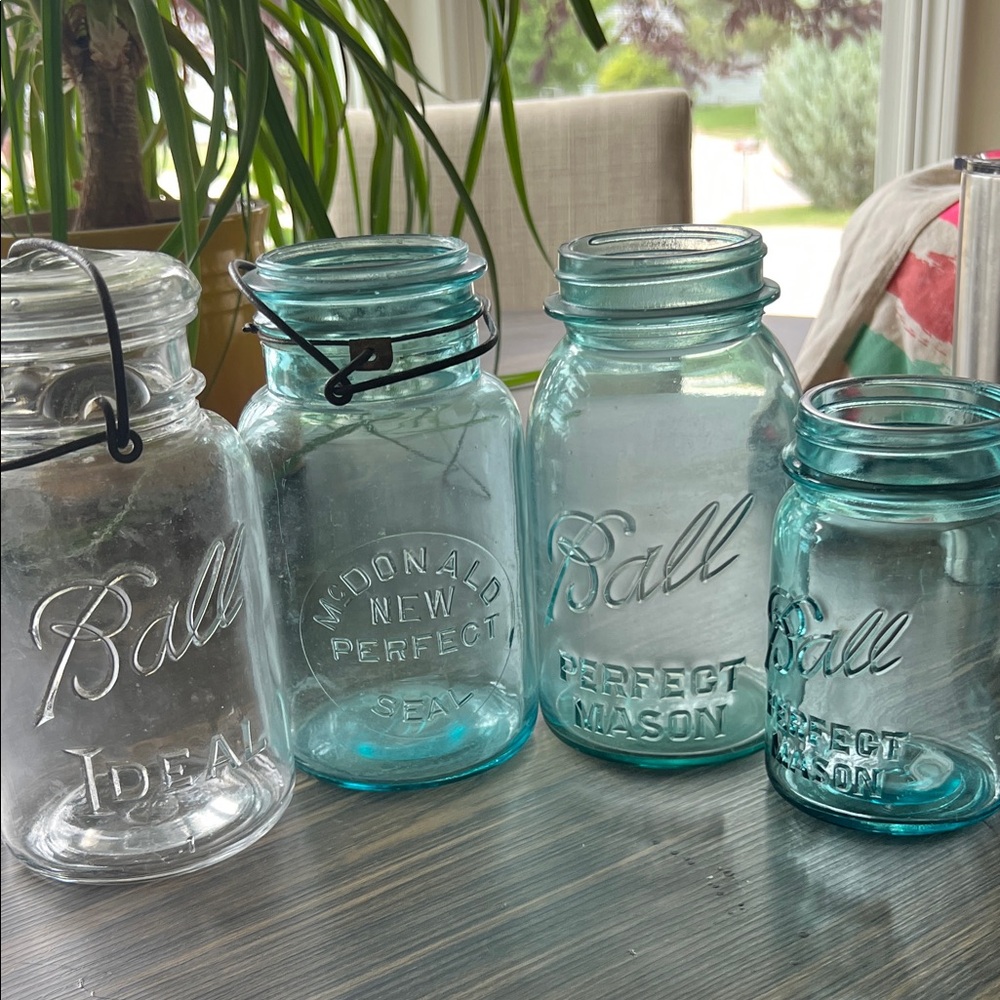 Lot of vintage mason jars Ball and McDonald